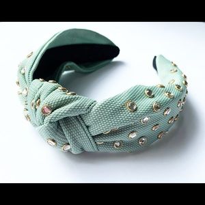 Mint green knot headband with crystal beads
